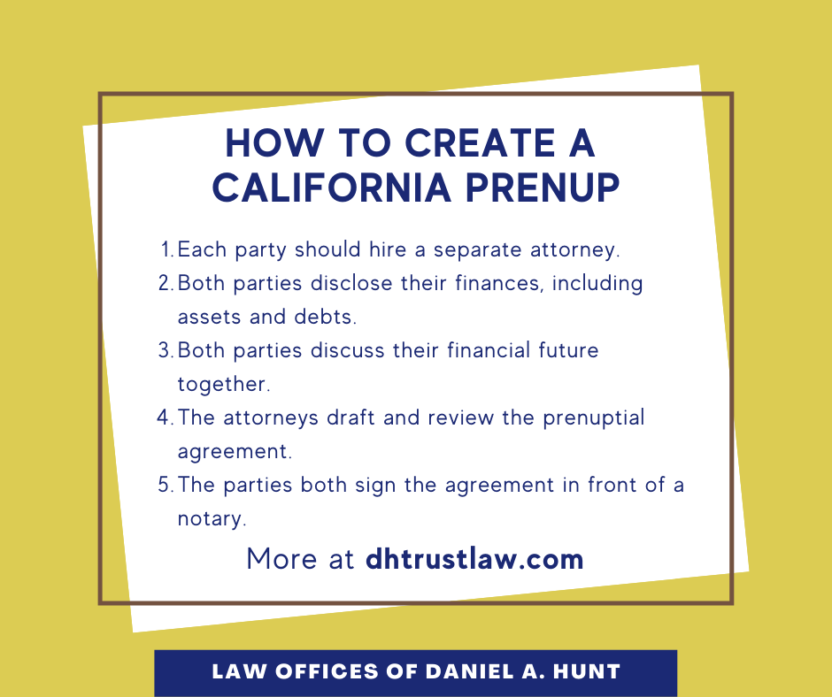 How to Create a Prenuptial Agreement in CA Law Offices of Daniel Hunt